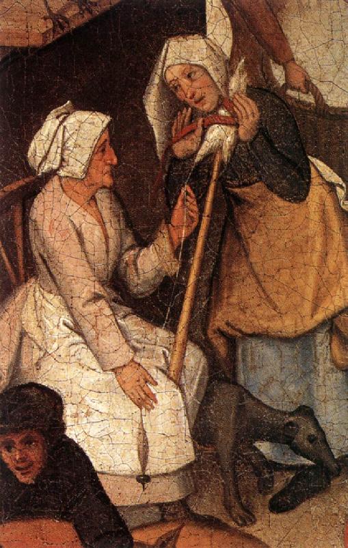 BRUEGHEL, Pieter the Younger Proverbs (detail) fgjh Sweden oil painting art